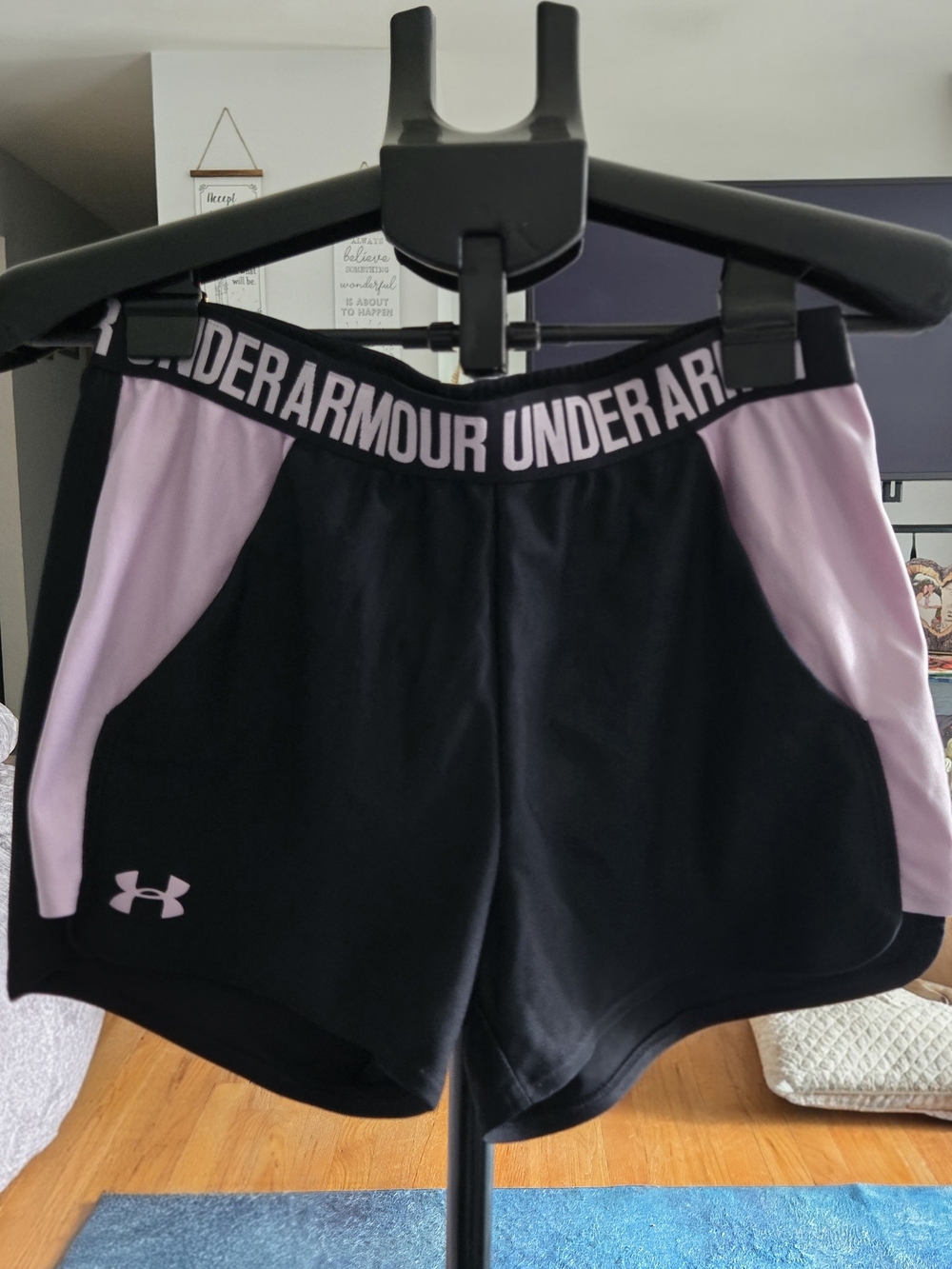 Under Armour Black with Light Pink Panel Women's Athletic Shorts